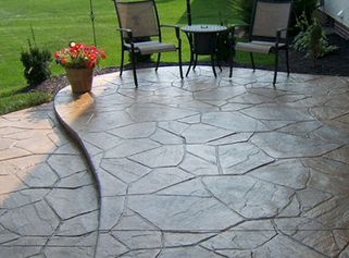Back yard stamped patio in subdivision outside of Grand Rapids, Michigan