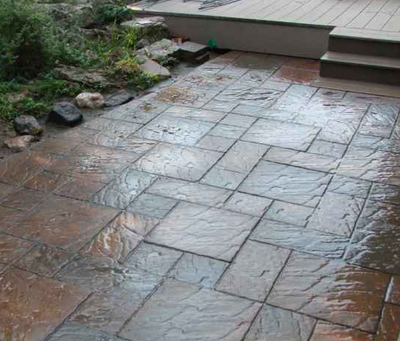 Paver style stamped concrete patio in Grand Rapids